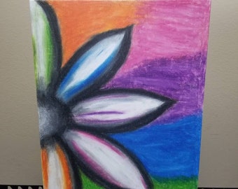 Bunte Gänseblümchen Blume in Öl Pastell Kunst Zeichnung handgefertigt