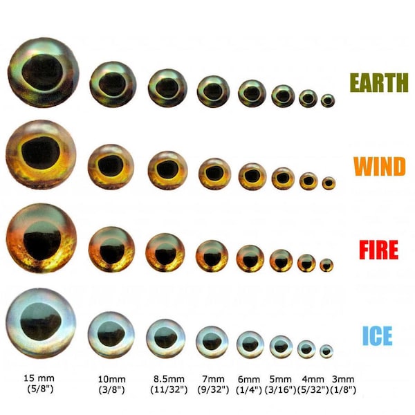 Fish Skull Living Eyes - Adhesive Holographic 3D Fish Eyes, Natural Realistic Lure Making & Fly Tying Eyes - Green Gold Orange Red Silver
