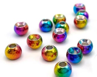 Rainbow Hued Plummeting Tungsten Beads - Hareline Fly Tying Nymph Heads NEW!