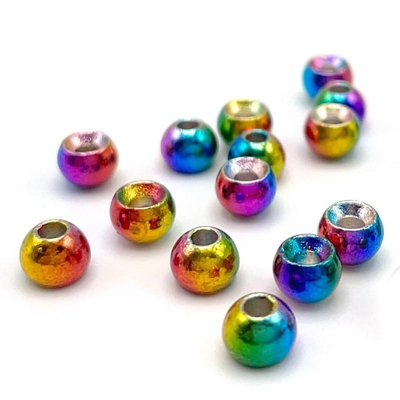 Rainbow Hued Plummeting Tungsten Beads - Hareline Fly Tying Nymph Heads NEW!