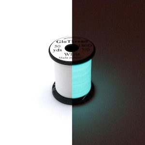 UNI GLO THREAD - Glow In The Dark Fly Tying Thread - 50 Yard Spool - Jig Tying, Lure Making