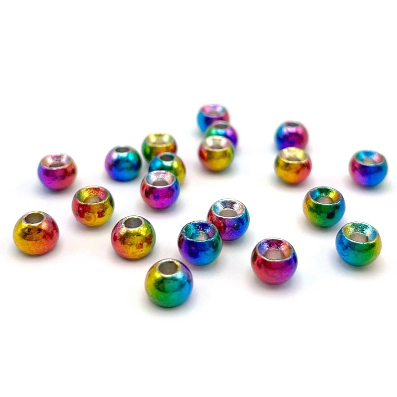 Rainbow Hued Plummeting Tungsten Beads - Hareline Fly Tying Nymph Heads NEW! image 2
