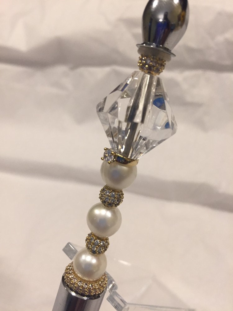 Pen Slayer/ Silver Beaded Pen/ Wedding/engagement - Etsy Canada