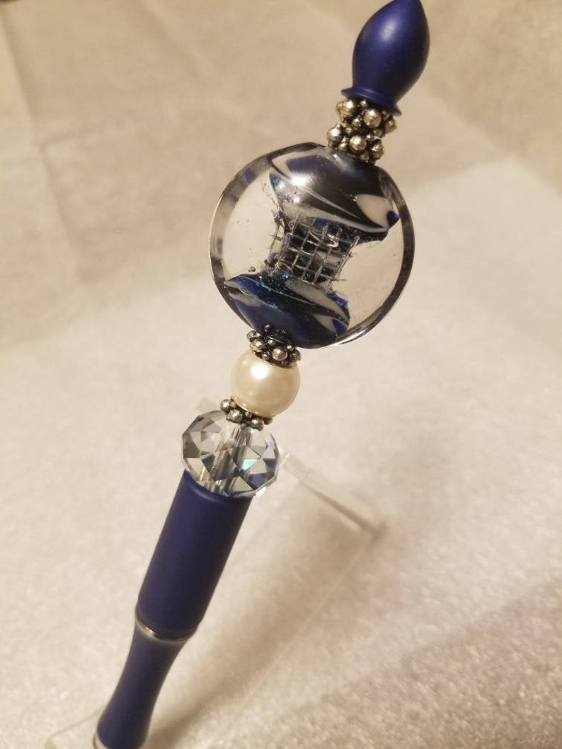 Beaded Pen/dichotic Glass /colbolt Blue - Etsy