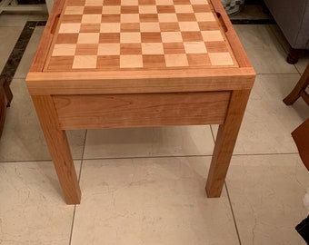 Mesa de ajedrez - Mesa de ajedrez superior reversible hecha de cereza maciza y arce
