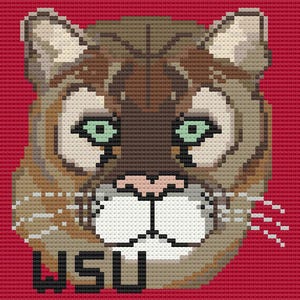 Personalized Monogram Needlepoint Pattern,  Needlepoint Chart, Monogram Cougar Needlepoint Square Pattern