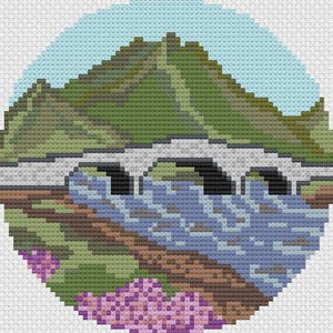 Bridge at Sligachan, Fountain of Youth, Scotland Bridge, Sligachan Bridge Needlepoint Pattern, Scottish Folklore Bridge Needlepoint Pattern