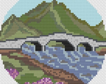 Bridge at Sligachan, Fountain of Youth, Scotland Bridge, Sligachan Bridge Needlepoint Pattern, Scottish Folklore Bridge Needlepoint Pattern