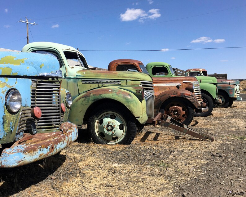 Palouse Vintage Farm Trucks, Colorful Old Work Trucks, Fine Art Photographic Print, Vintage