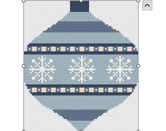 Snowflake Christmas Ornament Needlepoint Pattern, Nordic Style Needlepoint, Bule and White Winter Needlepoint Pattern, Snowflake Needlepoint