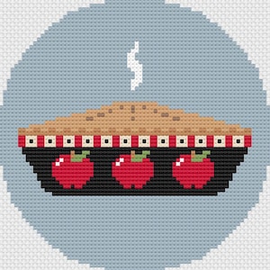 Apple Pie Needlepoint Pattern, Deep Dish Apple Pie, Cute Apple Pie Needlepoint Chart, Pie Lovers, Pie Baking, Apple Pie Ornament Round