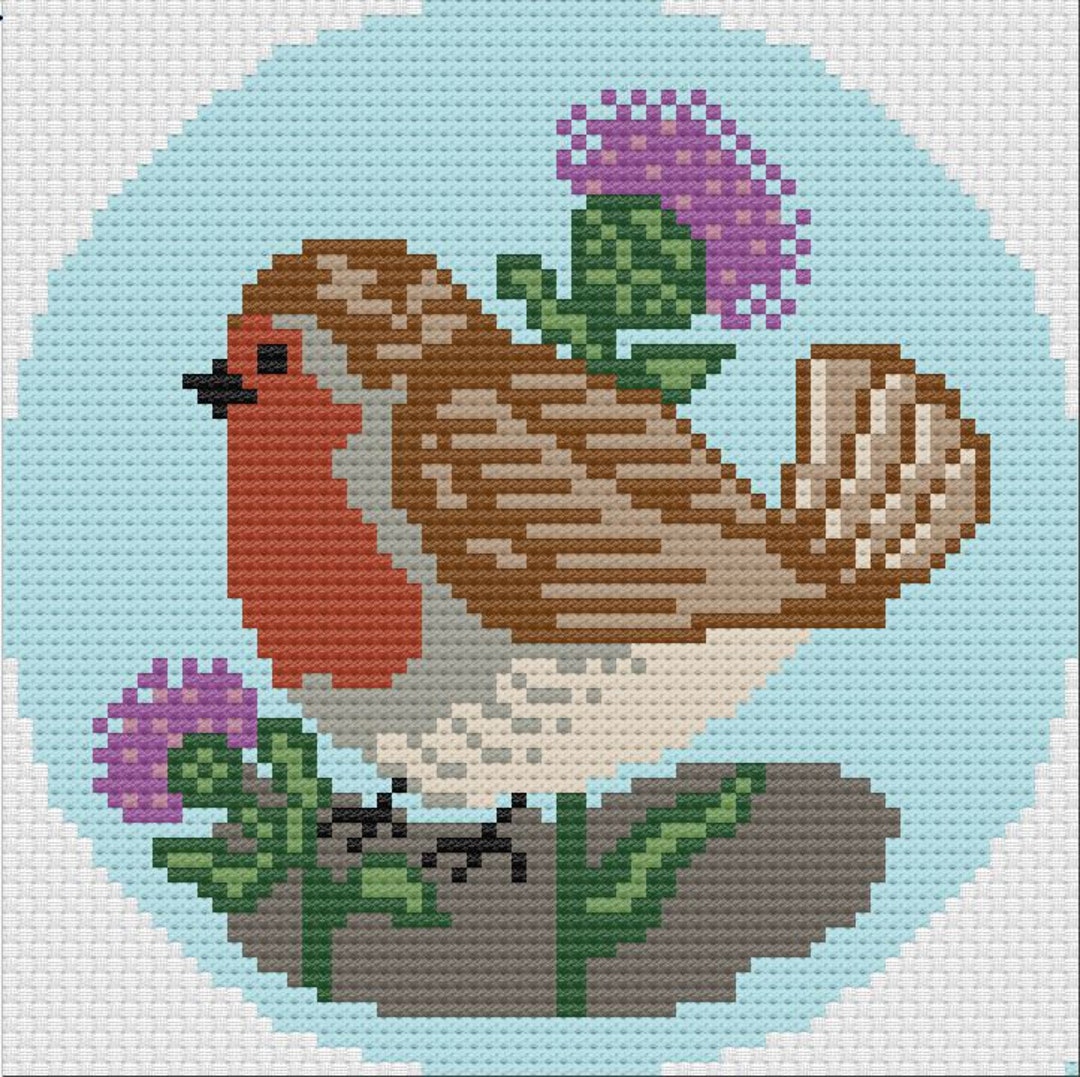 Robin Needlepoint Pattern English Robin Needlepoint Pattern, English Robin Thistle Needlepoint ...