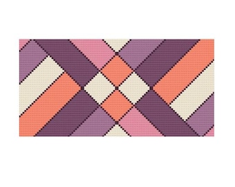 Needlepoint Insert, 3 Inches x 6 Inches, 18 Mesh, Digital Chart, Sized for Bags, Pouches, Makeup Bags, Clutches, Geometric Pattern