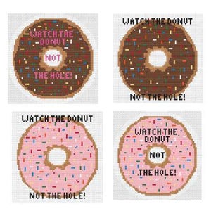 Positivity Through Pastry, Big Donut Needlepoint Pattern, 4 Patterns, Motivational Donut Theme Quote, Ornament Round, Inspired by Donuts