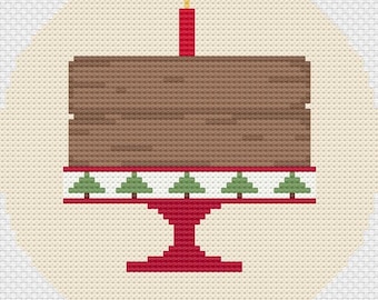 Christmas Cake, Christmas Needlepoint, Holiday Cake, Holiday Needlepoint Pattern, Digital Download PDF, Original Design, Cute Christmas Cake