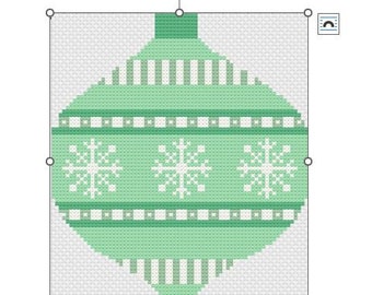 Snowflake Retro Green and White Needlepoint Pattern, Needlepoint Pattern, Digital Download, Vintage Style Ornament Needlepoint Pattern