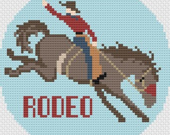 Rodeo Theme Needlepoint, Western Theme, Cowboy Needlepoint Ornament Pattern, Horse, Cowboy, Rodeo, Fun Western Style Needlepoint Pattern