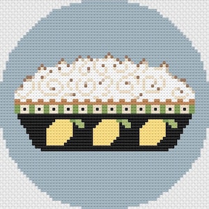 Lemon Meringue Pie Needlepoint Pattern, Pie Needlepoint Chart, Cute  Lemon Pie Needlepoint Ornament Round Pattern, Lemon Pie Coaster Round