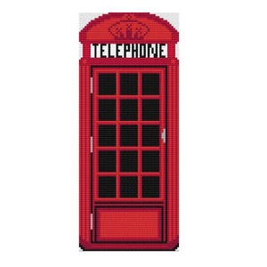 English Phone Booth Needlepoint Pattern, Telephone Booth, UK Red Phone Box, Needlepoint Chart, English Telephone Booth, Red Telephone Booth