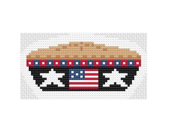 Patriotic Pie Needlepoint Ornament, 13 Mesh, Quick Stitch, Okanogan Original Design, Fourth of July Celebration Pie, Red, White, blue