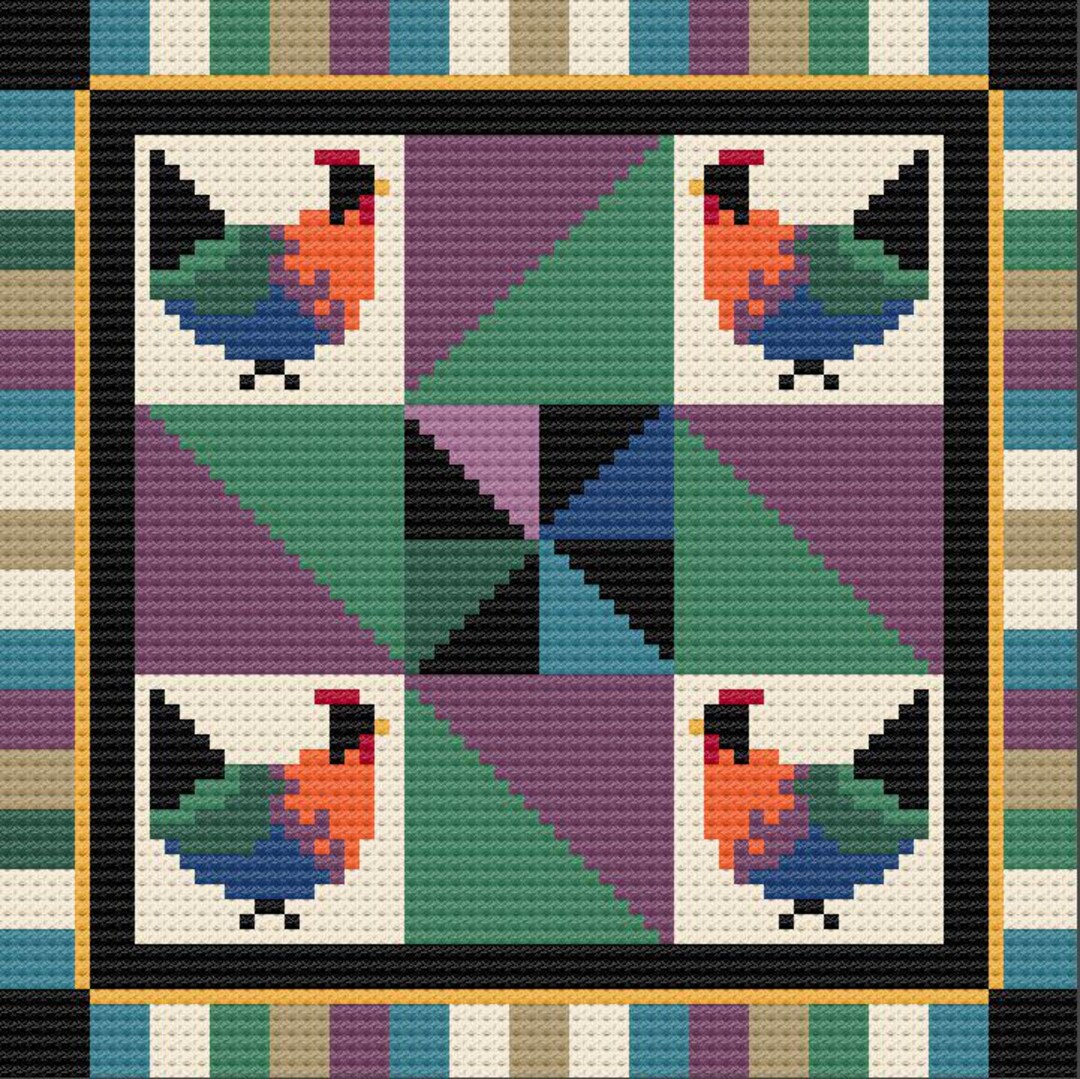 Chicken Theme Needlepoint Pattern, Chicken Quilt Style Needlepoint ...
