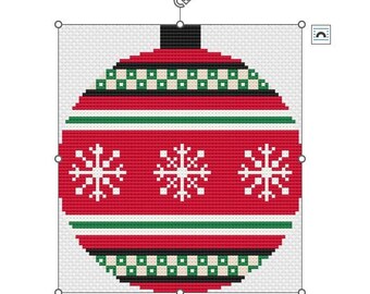 Needlepoint Christmas Ornament, Traditional Bauble Style, Christmas Colors, Digital Download, Cute Christmas Needlepoint Design