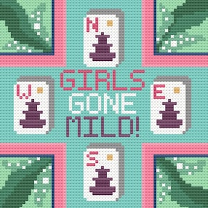 Mahjong Theme Needlepoint Pattern, Girls Gone Mild Mahjong Needlepoint Pattern, Okanogan Original Design, Mahjong Player Needlepoint