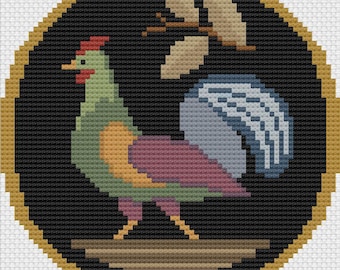 ヴィンテージの手刺繍タペストリー、農場のガチョウの風車