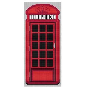 English Telephone Booth Needlepoint Pattern, Red Booth, UK Red Phone Box, Needlepoint Chart, English Telephone Booth, Red Telephone Booth