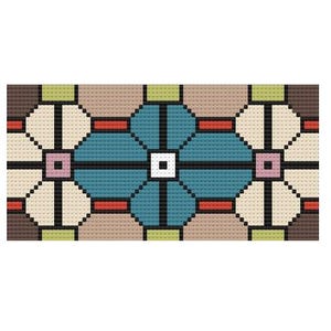 Insert Geometric Floral Needlepoint Chart, 13 Mesh, 3"x6" Size, Geometric, Floral, Graphic Insert Design