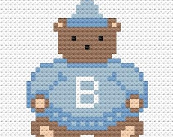 Terrific Teddy Bear - 13 Mesh - 3 Inch Square, Cute Bear Needlepoint, Needlepoint Pattern, PDF Digitital Download, Original Design