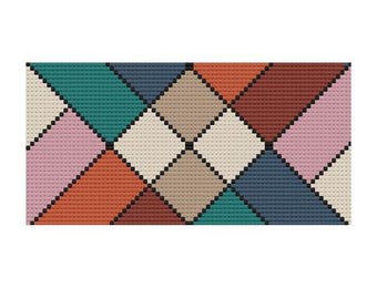 Insert Geometric Insert Pattern, 13 Mesh, Graphic Color, Bold Design, Bag, Clutch, Pouch, Purse, Needlepoint Pattern, Digital Chart, 6"x3"