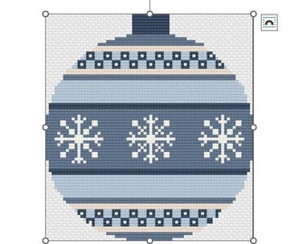 Blue and White Snowflake Theme Needlepoint Pattern, Needlepoint Pattern, Digital Download, Needlepoint Chart, Christmas Ornament,  Snowflake