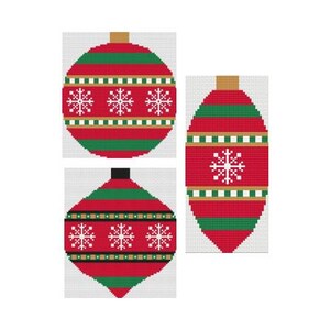 Three Pattern Bundle, 18 Mesh, Three Pattern Bundle, Classic Christmas Colors, Digital Download, Cute Christmas Needlepoint Chart
