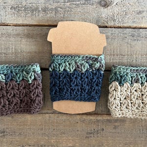 Crocheted Coffee Cozies, Set of 3 Each Cozies, Handmade, Pretty Color Drink Cozies, 100% Cotton, Reusable Drink Sleeve, Crochet Cup Sleeve