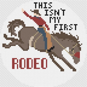 Rodeo Theme Needlepoint Pattern, Needlepoint Chart, Cowboy, Western Theme, Rodeo, Bucking Bronco, Rodeo Ornament Pattern, Rodeo Coaster