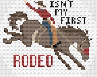 Rodeo Theme Needlepoint Pattern, Needlepoint Chart, Cowboy, Western Theme, Rodeo, Bucking Bronco, Rodeo Ornament Pattern, Rodeo Coaster