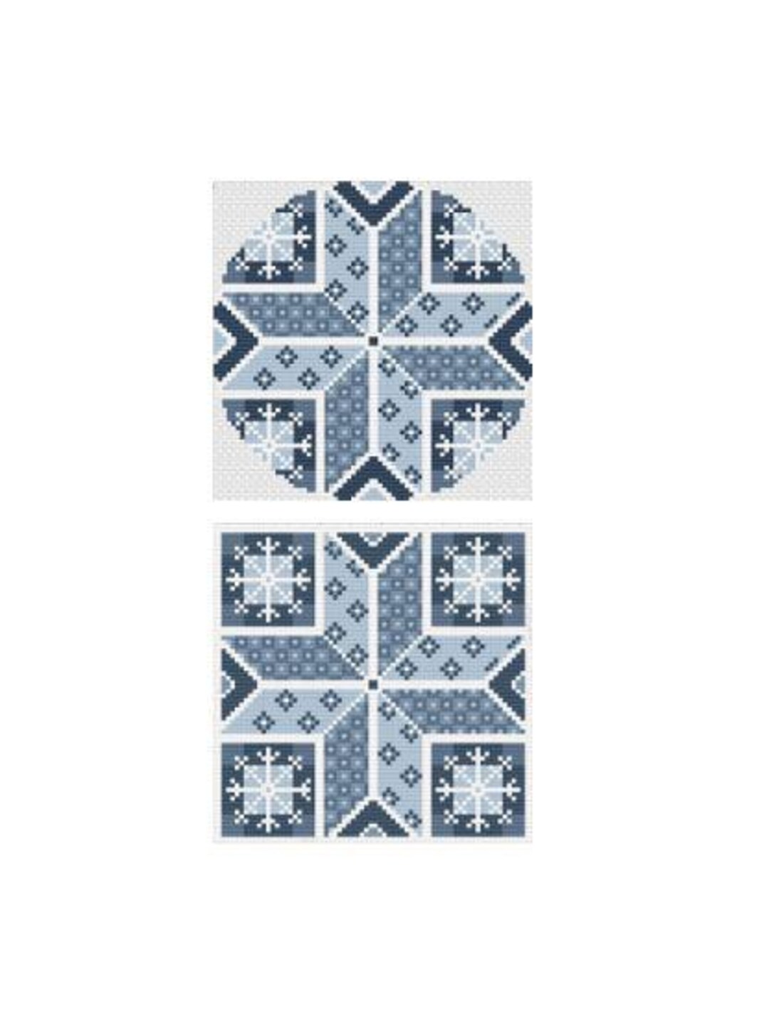 Two Super Snowflake Star Quilt Style Needlepoint Pattern, TWO Patterns ...