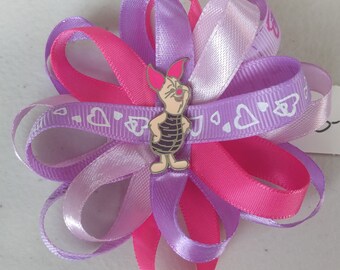 D5-039 Tigger from Winnie the Pooh Satin Hair Bow with Alligator Barrette Clip