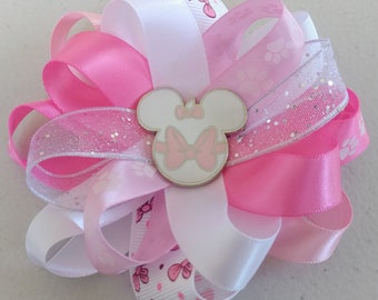D5-039 Tigger from Winnie the Pooh Satin Hair Bow with Alligator Barrette Clip