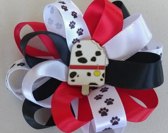 D5-039 Tigger from Winnie the Pooh Satin Hair Bow with Alligator Barrette Clip