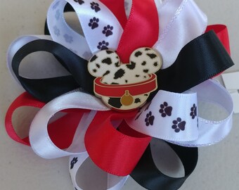 D5-039 Tigger from Winnie the Pooh Satin Hair Bow with Alligator Barrette Clip