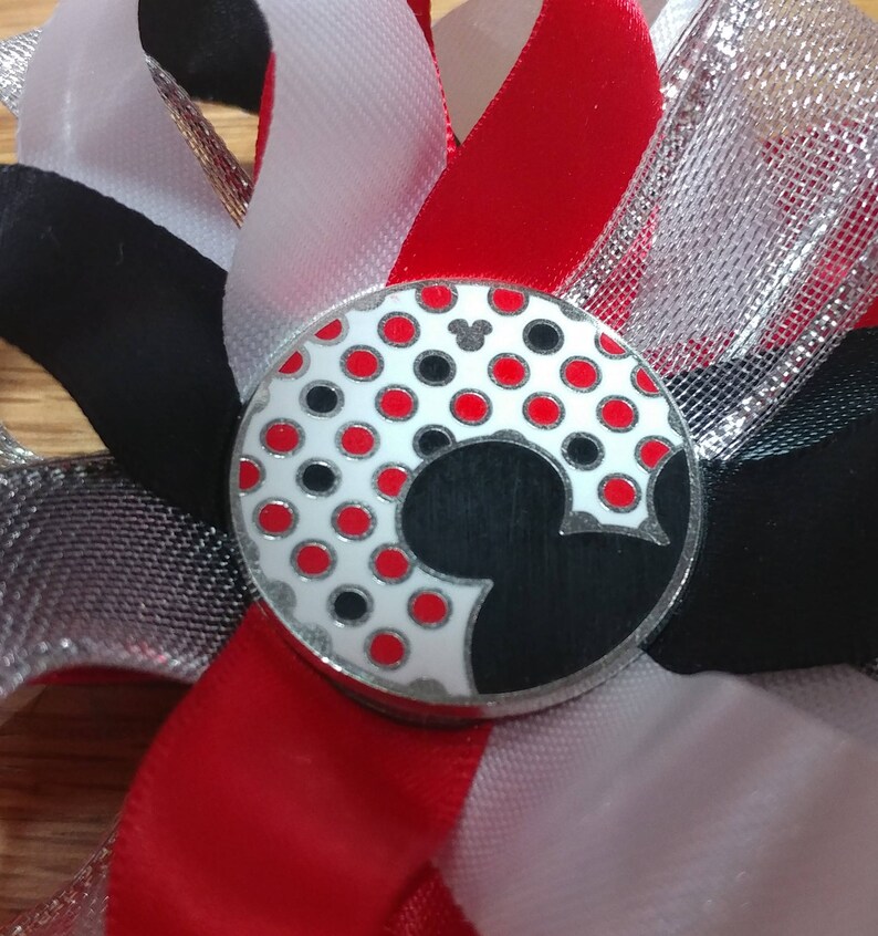 Mickey Mouse Satin Hair Bow with French Barrette Clip D7-002