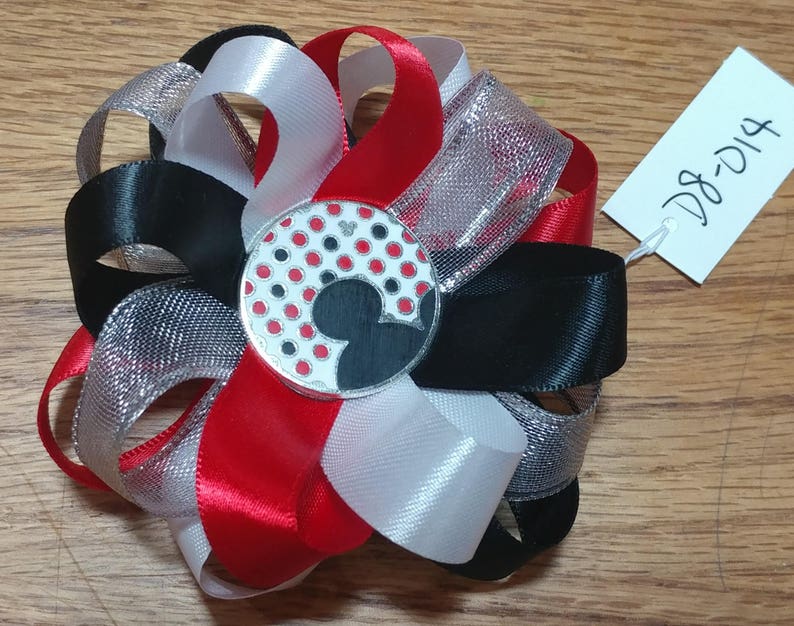 Mickey Mouse Satin Hair Bow with French Barrette Clip D7-002