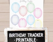 birthday planner, birthday calendar, birthday tracker, monthly printable, printable list, planner list, birthday list, monthly list