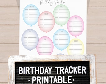 birthday planner, birthday calendar, birthday tracker, monthly printable, printable list, planner list, birthday list, monthly list