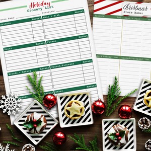 grocery list, grocery shopping, grocery planner, christmas list, shopping list, shopping printable, holiday printables, holiday party print image 1