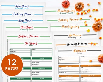christmas baking, thanksgiving baking, halloween baking, christmas food, thanksgiving food, food planner, menu planner, holiday planner