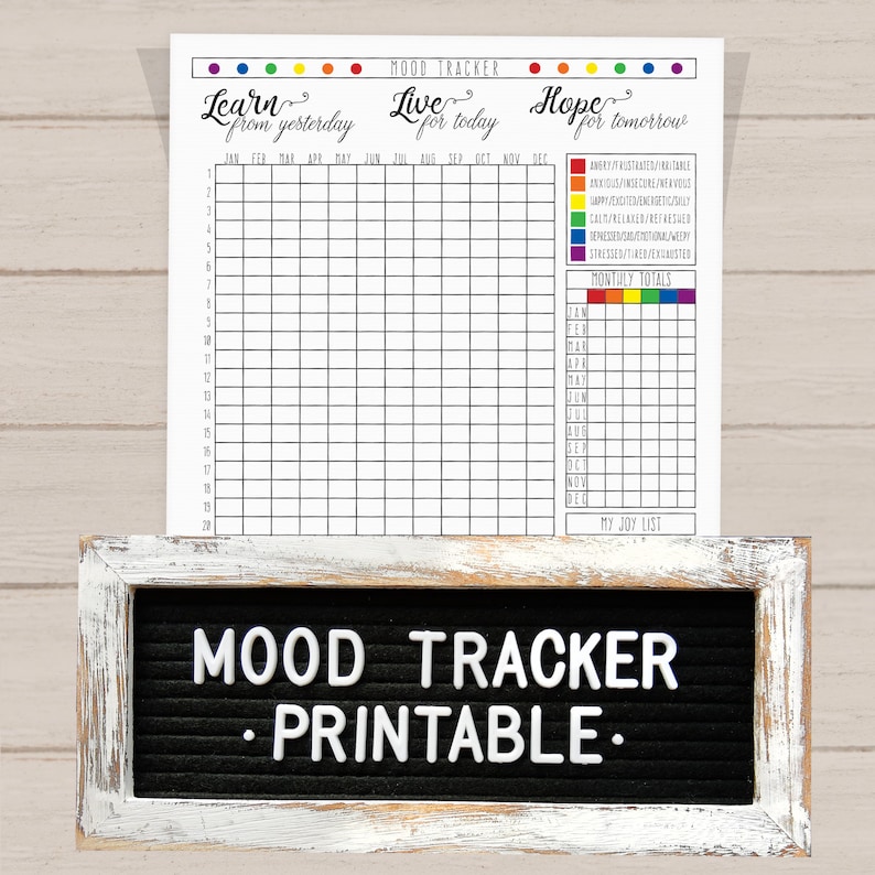 Mood Tracker Mood Tracker Planner Mood Journal Printable Etsy