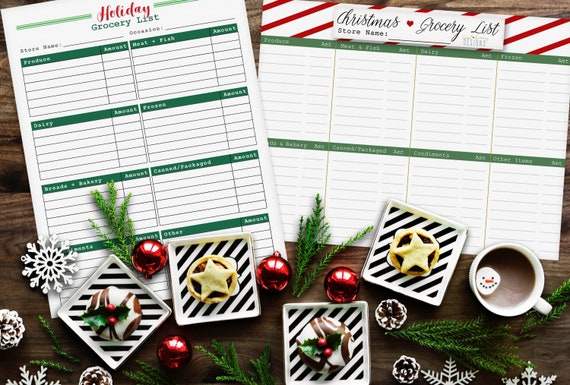 grocery list, grocery shopping, grocery planner, christmas list, shopping list, shopping printable, holiday printables, holiday party print